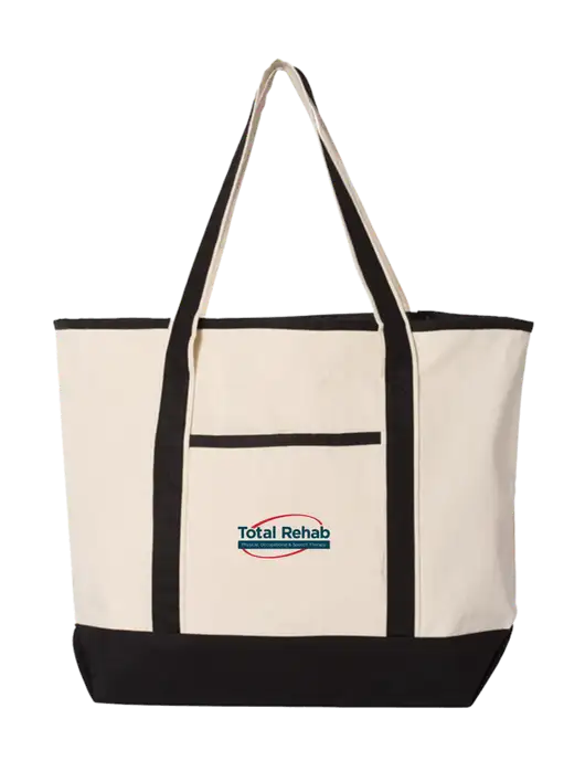 Natural/Black Large Canvas Deluxe Tote w/Total Rehab Logo