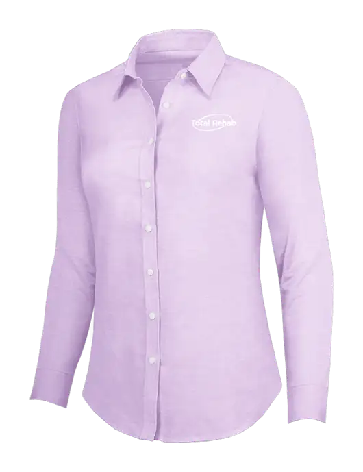 Soft Purple Womens SuperPro Oxford Shirt w/Total Rehab Logo
