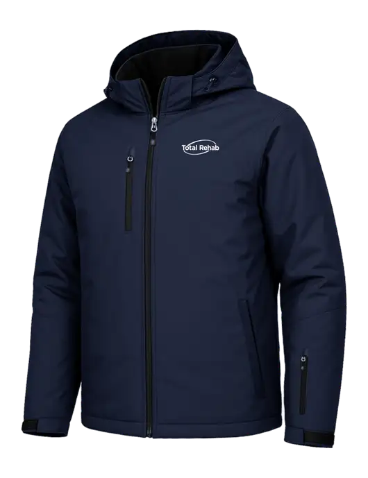 Cold Weather Vortex Light Navy/ Dark Navy Waterproof 3-in-1 Jacket with Detachable Hood w/Total Rehab Logo, Total Rehab Logo