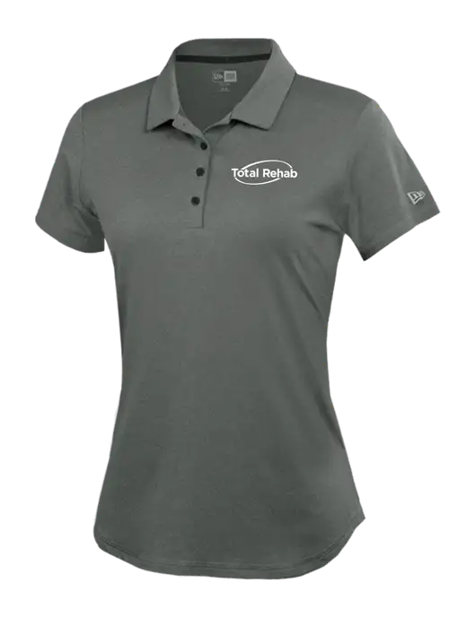 New Era Womens Power Dark Grey Heather Polo w/Total Rehab Logo