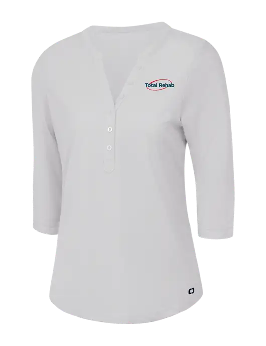 OGIO Bright White Jewel Henley w/Total Rehab Logo