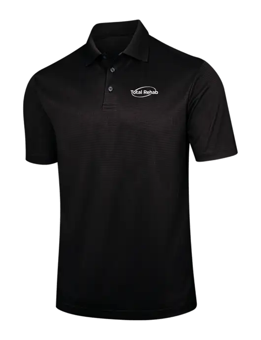 Black Performance Fine Jacquard Polo w/Total Rehab Logo