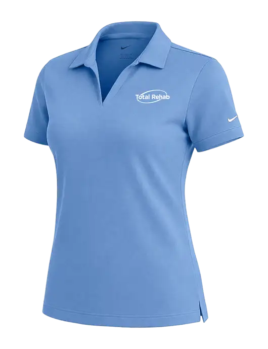 NIKE Carolina Blue Womens Dri-Fit Micro Pique Polo w/Total Rehab Logo
