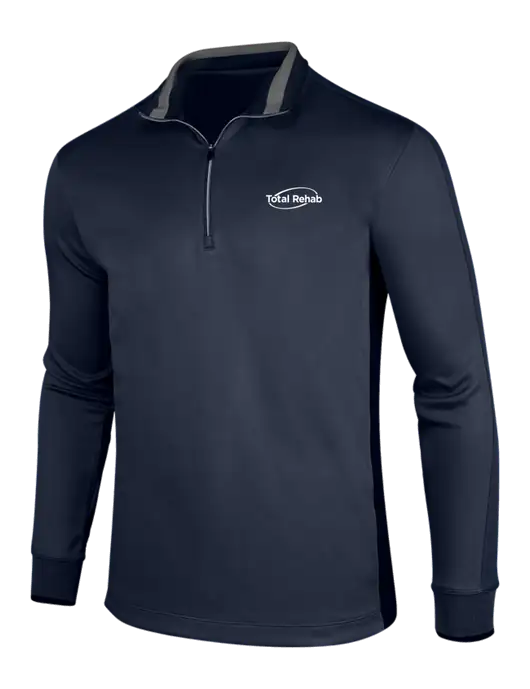 NIKE Midnight Navy Heather/Midnight Navy Dry-Fit 1/2 Zip Cover-Up w/Total Rehab Logo