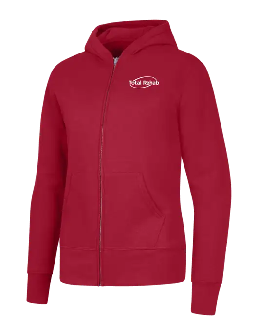 Red Womens Core Fleece Full-Zip Hooded Sweatshirt w/Total Rehab Logo