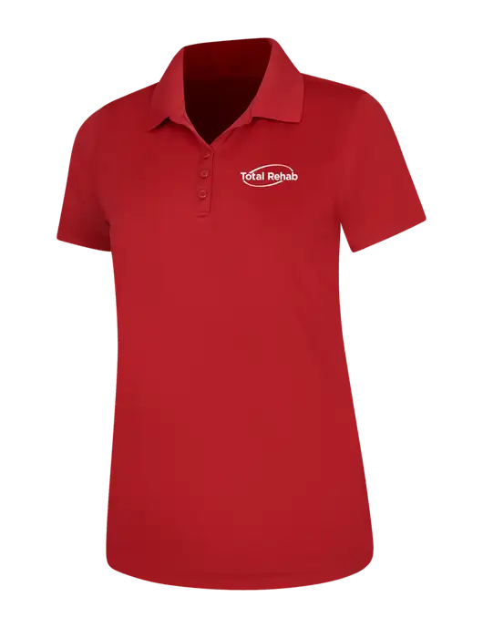 Red Womens Dry Zone UV Mesh Polo w/Total Rehab Logo
