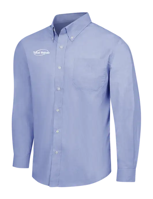 Light Slate Blue Crosshatch Easy Care Shirt w/Total Rehab Logo