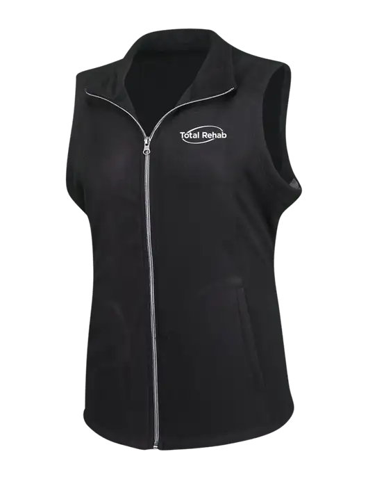 Black Womens Microfleece Vest w/Total Rehab Logo