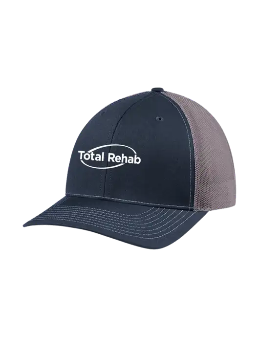 Richardson Adjustable Snapback Original 112 Trucker Cap Navy w/Charcoal Mesh w/Total Rehab Logo