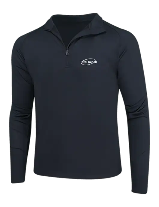 Black Sport Wick Stretch 1/4 Zip Pullover w/Total Rehab Logo