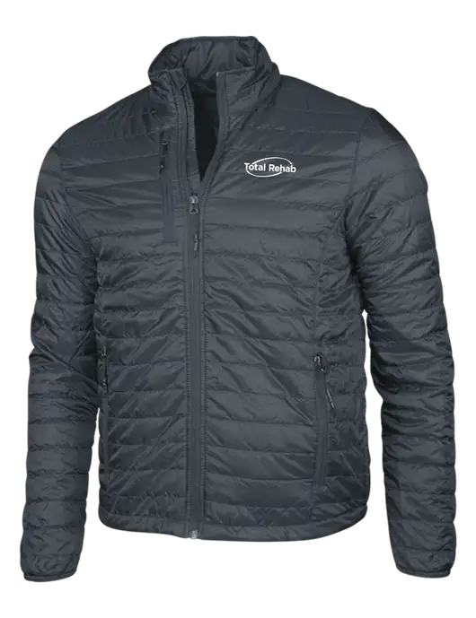 Dark Grey Puffy Packable Jacket w/Total Rehab Logo