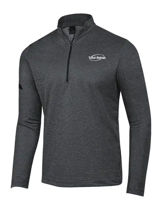 Adidas Black Melange Space Dyed Quarter-Zip Pullover w/Total Rehab Logo