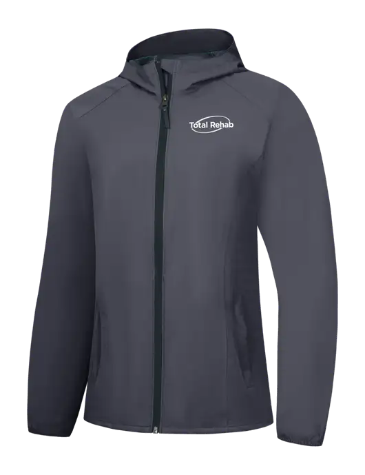 Womens Dark Grey Essential Rain Jacket w/Total Rehab Logo