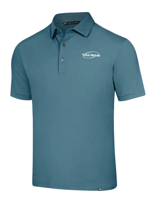 TravisMathew Sapphire Medium Glenview Solid Polo w/Total Rehab Logo