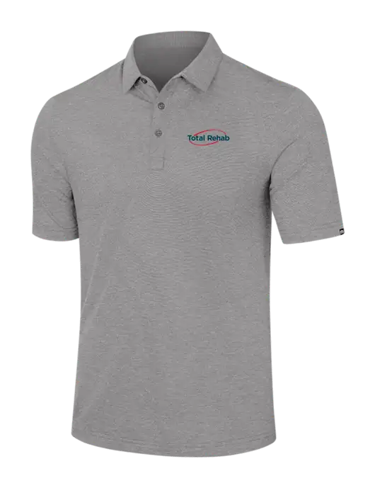 TravisMathew Light Grey Heather Sunnyvale Polo w/Total Rehab Logo