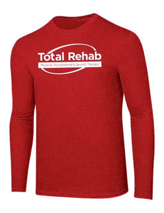 Ring Spun Dark Red 4.5 oz Long Sleeve T-Shirt w/Total Rehab Logo