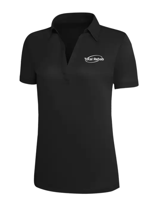 Black Silk Touch Womens Performance Polo w/Total Rehab Logo