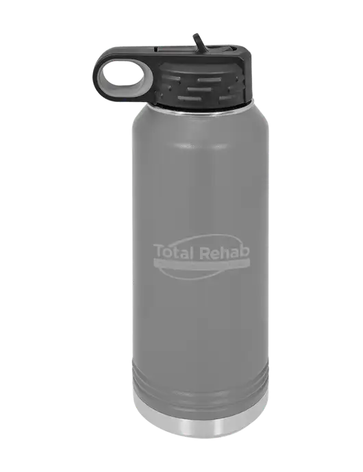Polar Camel 32 oz Powder Coated Grey Vacuum Insulated Water Bottle w/Total Rehab Logo