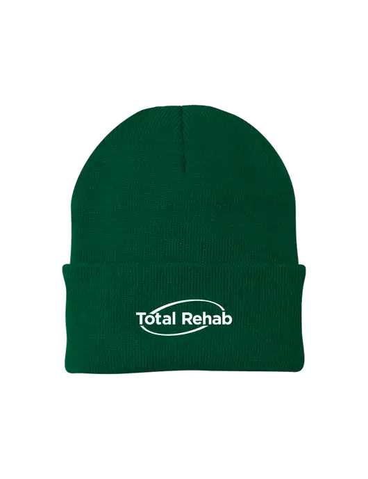 Dark Green Knit Cap w/Total Rehab Logo