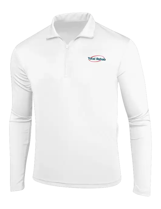 White PosiCharge Competitor 1/4 Zip Pullover w/Total Rehab Logo