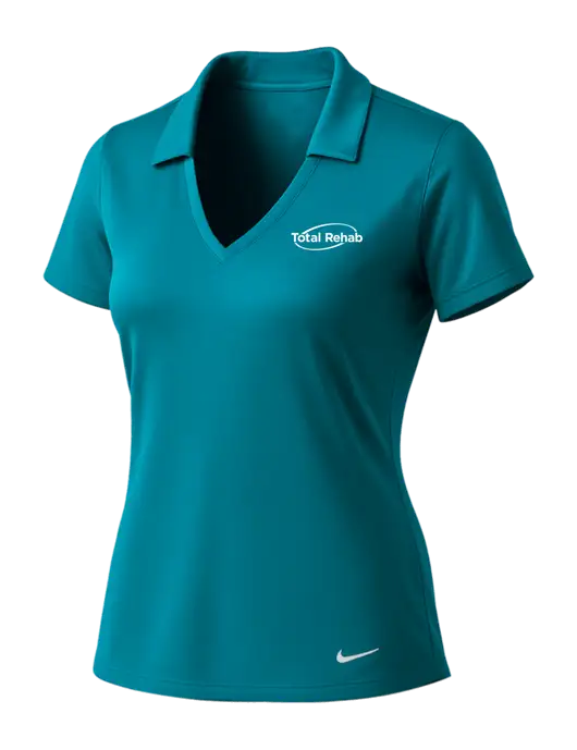 NIKE Dark Teal Womens Dri-Fit Vertical Mesh Polo w/Total Rehab Logo