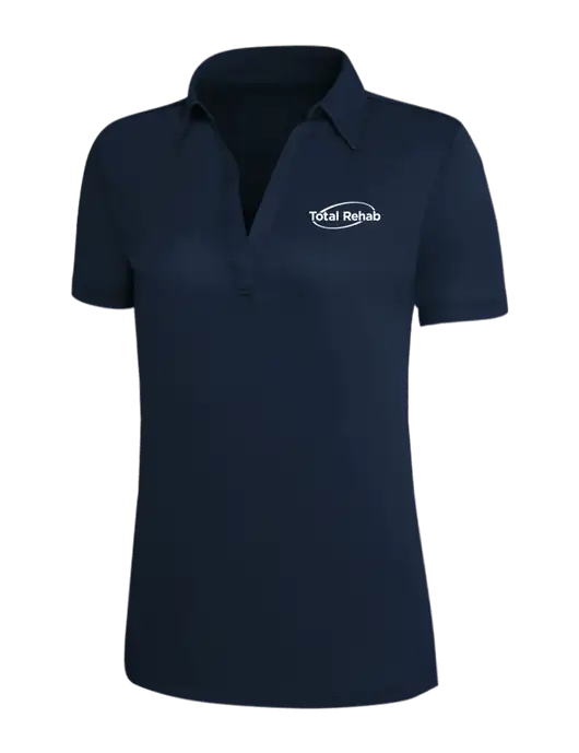 Navy Silk Touch Womens Performance Polo w/Total Rehab Logo