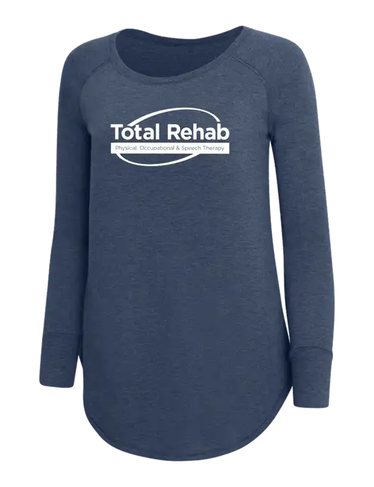 Womens Perfect Wide Collar Tunic Tri-Blend Navy Frost 4.5 oz T-Shirt w/Total Rehab Logo