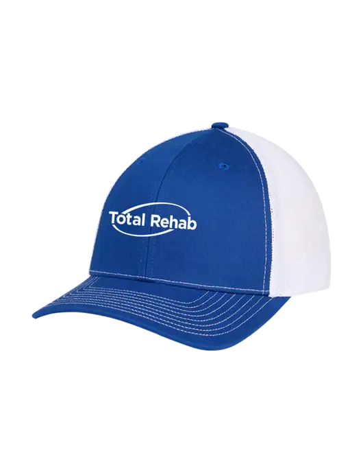 Richardson Adjustable Snapback Original 112 Trucker Cap Royal w/White Mesh w/Total Rehab Logo