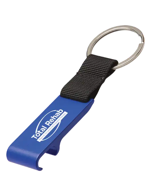 Blue Bottle Opener & Key Ring w/Total Rehab Logo