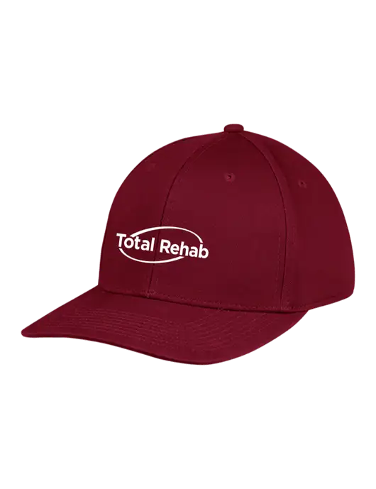 Premium Modern Structured Twill Maroon Snapback Cap w/Total Rehab Logo
