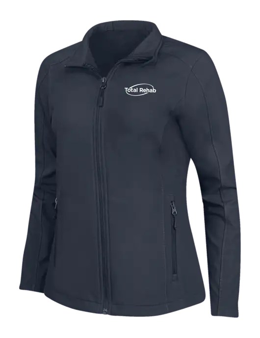 Navy Womens Core Soft Shell Jacket w/Total Rehab Logo