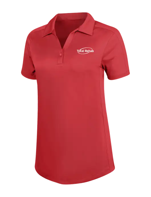 Womens Red Diamond Jacquard Polo w/Total Rehab Logo