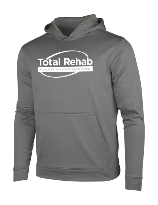 Dark Smoke Grey Sport-Wick Fleece Hooded Pullover w/Total Rehab Logo