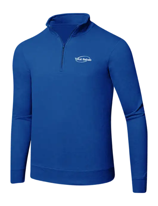 True Royal 8.5 oz Ring Spun 1/4 Zip Pullover Sweatshirt w/Total Rehab Logo