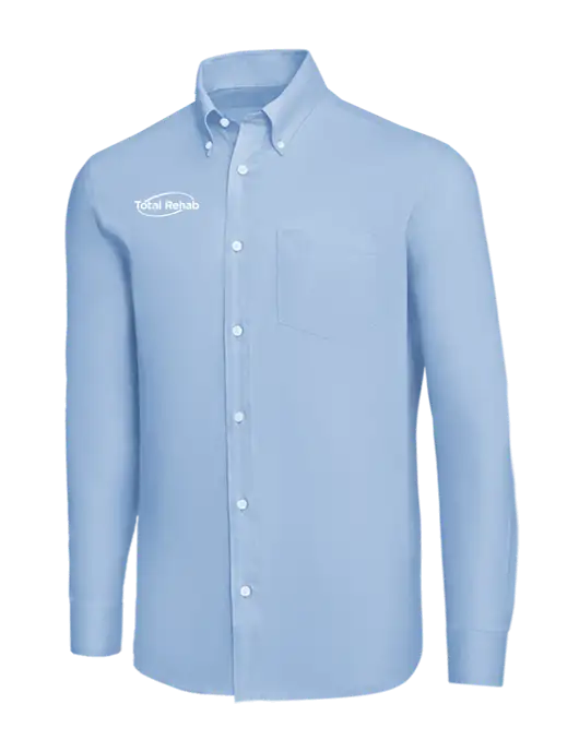 Brooks Brothers Light Blue Wrinkle-Free Stretch Nailhead Shirt w/Total Rehab Logo