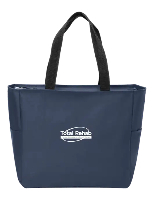 Everyday Navy Zip Tote  w/Total Rehab Logo
