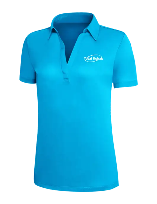Sapphire Blue Silk Touch Womens Performance Polo w/Total Rehab Logo