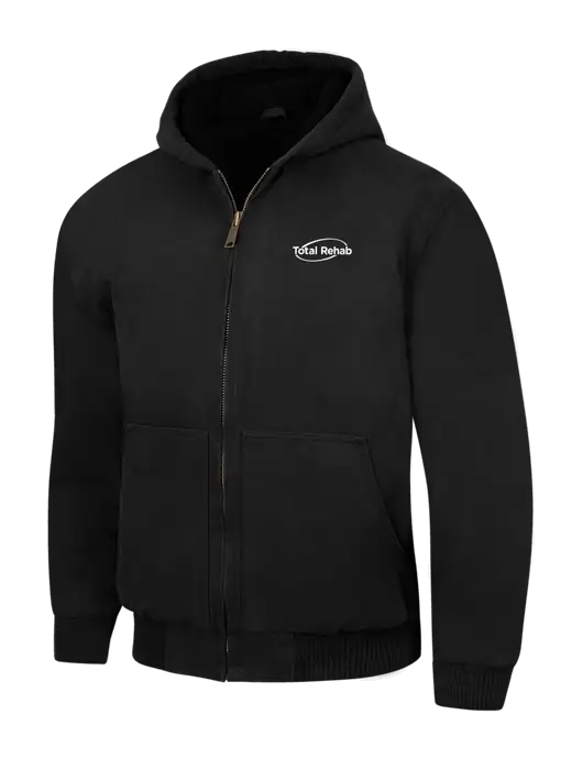 CornerStone Black Washed Duck Cloth Insulated Hooded Work Jacket w/Total Rehab Logo