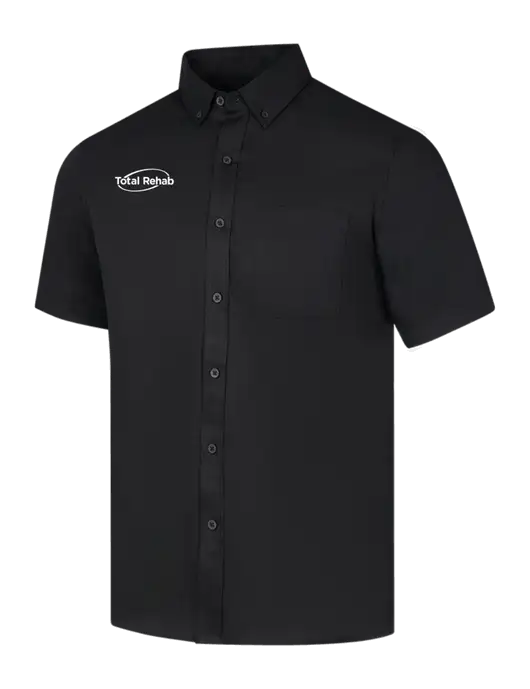 Short Sleeve Deep Black Superpro React Twill Shirt w/Total Rehab Logo