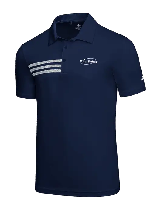 Adidas Navy 3 Stripes Chest Polo w/Total Rehab Logo