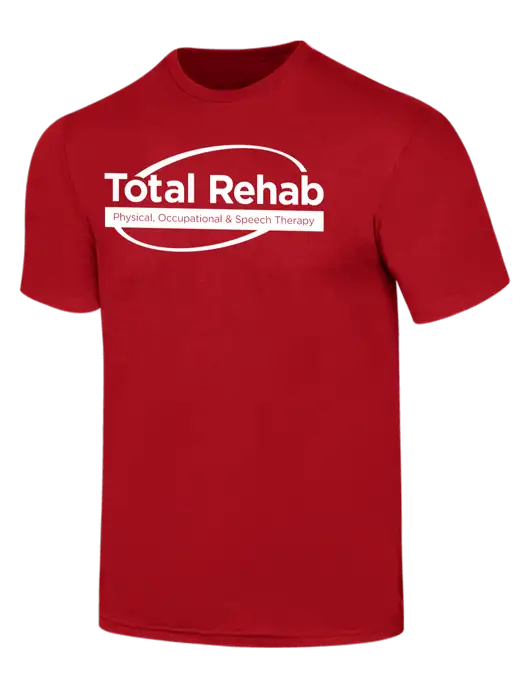 Simply Soft Red 4.5oz  Poly/Combed Ring Spun Cotton T-Shirt w/Total Rehab Logo