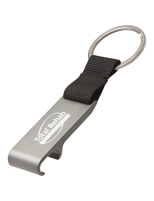 Gunmetal Bottle Opener & Key Ring w/Total Rehab Logo