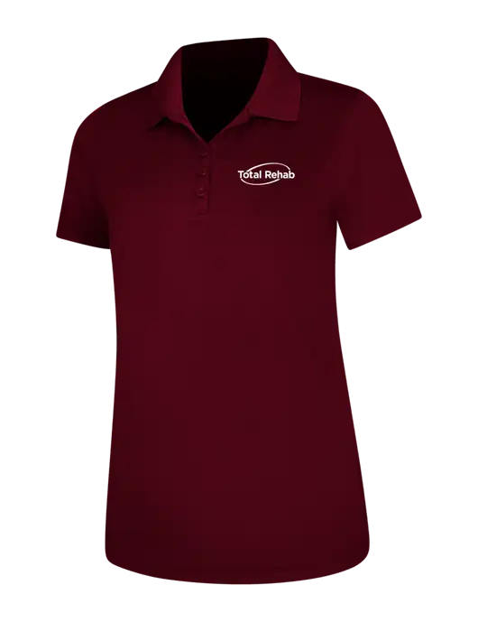 Maroon Womens Dry Zone UV Mesh Polo w/Total Rehab Logo