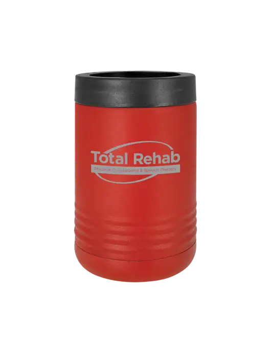 Polar Camel 12 oz Powder Coated Red Vacuum Insulated Beverage Holder w/Total Rehab Logo