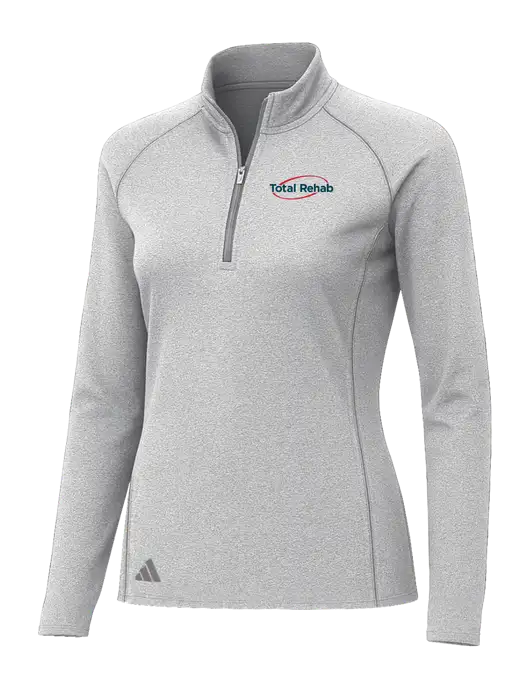 Adidas Womens Light Grey Heather Space Dyed Quarter-Zip Pullover  w/Total Rehab Logo