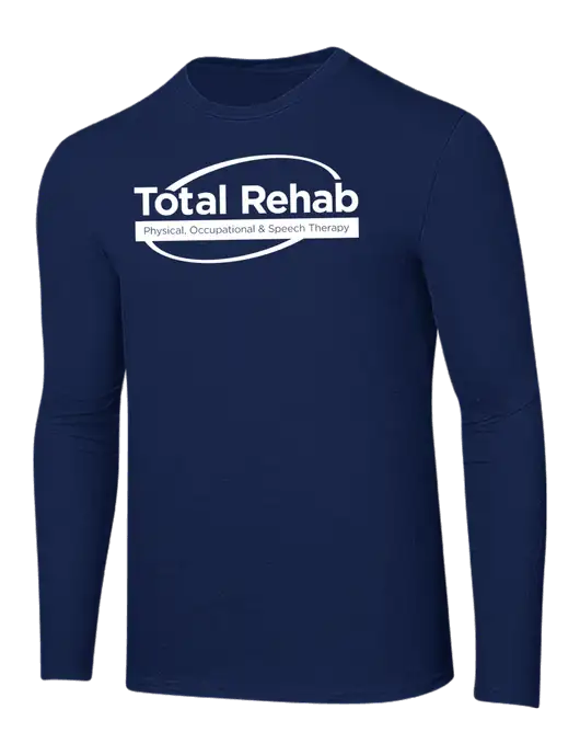 Ring Spun Navy 4.5 oz Long Sleeve T-Shirt w/Total Rehab Logo