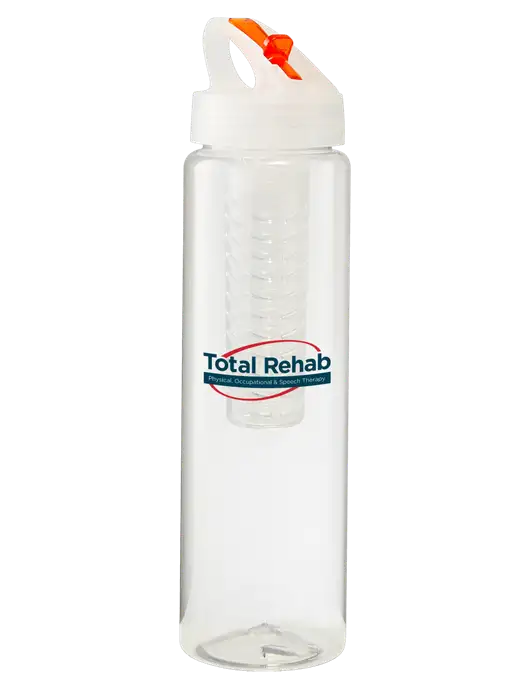 Buddy Infuser Orange 32 oz PET Bottle with Flip Lid w/Total Rehab Logo