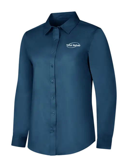 Light Navy Womens Long Sleeve Superpro React Twill Shirt w/Total Rehab Logo