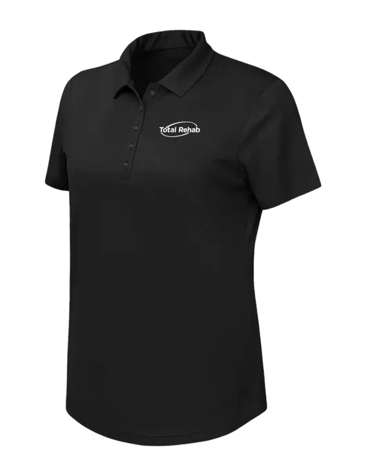Callaway Womens Birdseye Black Polo w/Total Rehab Logo