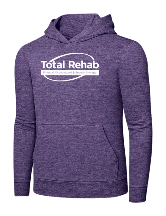 Heather Purple 7.8. oz Ring Spun Hooded Sweatshirt w/Total Rehab Logo